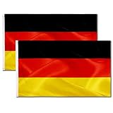 2 Stück Deutschland Fahne | Flagge Deutschland | Wetterfeste Deutsche Flagge mit Messing-Ösen |...