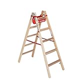 Holz Sprossenstehleiter jeweils 5 Sprossen mit Eimerhaken und Ablagetasche