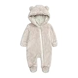 TinaDeer Baby Schneeanzüge Winter Overall mit Kapuze Winter Strampler Fleece Overall mit Fuß für...