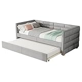 Merax Schlafsofa 90x200 cm, Tagesbett ausziehbar mit Ausziehfunktion Einzel- & Doppelbett,...