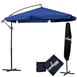 LEHMANN Alu Sonnenschirm Ø 300 cm mit ständer, groß Gartenschirm mit Kurbel, verstellbarer...