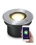 lambado® Flacher LED Bodeneinbaustrahler für Aussen mit RGB Farbwechsel dimmbar - Alexa & Google...