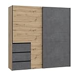 FORTE WINN 2 Schrank, Kleiderschrank, Schwebetürenschrank mit Schubladen, Schlafzimmerschrank, Holz...