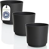 idea-station MATA Blumentopf Set 3 x 17.5 cm - 2.5 Liter - anthrazit - bruchsichere Blumentöpfe aus...