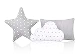 Amilian 3 Pack Wohnzimmer Deko Kissen Sofa Kissen Stern, Wolke, Zierkissen, Sternkissen Baby...