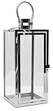 Dekovita 42cm Laterne aus Edelstahl - Gartenlaterne mit Glas-Scheiben und Henkel - Metall...