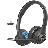 JLab Go Work 2nd Gen Headset mit Mikrofon Bluetooth & USB C Dongle, 55+ Std. Akku, On Ear Wireless...