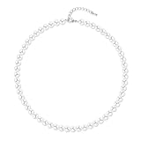 Aleasha Perlenkette Damen weiße perlenkette Kurze perlenkette mit 6mm Hochzeit Bräute Schmuck