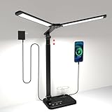 iVict Led-Schreibtischlampe, Doppelkopf, höhenverstellbar, dimmbare Nachttischlampe mit...