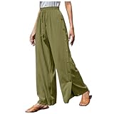 Hose Damen High Waist Baggy Damen-Sommermode, lässige einfarbige Freizeithose mit hoher Taille,...