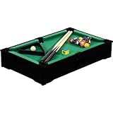 GAMES PLANET Mini Pool Billardtisch Nano inkl. Zubehör (2 Queues, Kugeln, Dreieck, Kreide), 3...