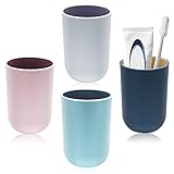 TIE-DailyNec 4PCS Waschen Zahnputzbecher, Mundwasser Tasse, Tragbarer Plastikbecher für das...