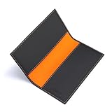 HISCOW Minimalistische Scheckbuchhülle, Vollnarbenleder, Mattschwarz / Orange, Einheitsgröße,...