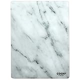 Cook Concept KD3348 Schneidebrett aus gehärtetem Glas, rechteckig, Marmor-Effekt, Weiß/Grau, H 0,4...