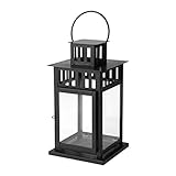 IKEA Borrby Laterne für Blockkerzen, schwarz, Innen/Außen, schwarz, 101.561.09, Größe 27,9 cm