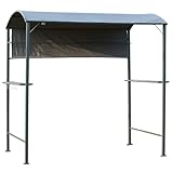 Outsunny Grillpavillon mit Flammschutzdach, BBQ-Pavillon mit 2 Ablagen, Polyester, Schwarz, 218 x...