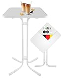 BeFair Stehtisch Klappbar Weiß Rechteckig 60 x 80 cm Ela - Stabiler Partytisch in Höhe 110 cm mit...