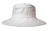 Damen Hut Leinenhut Kofferhut Reisehut Sonnenhut Sonnenschutz roll und faltbar Urlaub (Weiß)