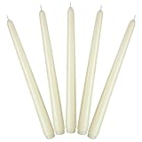 Set mit 5 tropffreien elfenbeinfarbenen Spitzkerzen, geruchlos, 25,4 cm, dünnes Wachs, einfarbig,...