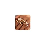 Yamobi Goldene Ringe Set für Damen,mit Perlen und Kristallen,Einfache Wasserfeste Chunky...