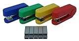4 Stück allpremio Mini-Heftgerät 25 Blatt Hefter Tacker farbig bunt im Set Blau Rot Grün Gelb...