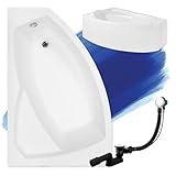BADLAND Badewanne Original Weiß Acryl Wanne Eckbadewanne RIMA 130x85 Links KOMPLETTSET SET mit...