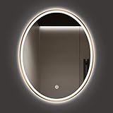 Beleuchteter Badezimmerspiegel, 3-farbig, dimmbar, LED-Spiegel, goldfarben, 50 x 70 cm, perfekt für...