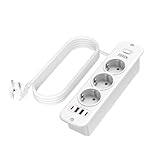 FDTEK PD 20W Versenkbare Steckdose (4000W/16A) mit 2 USB-C und 2 USB-A, 3 Fach Tischsteckdose...