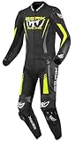 Berik Absolute GP2 2-Teiler Motorrad Lederkombi, schwarz/anthrazit/neon-gelb, 54
