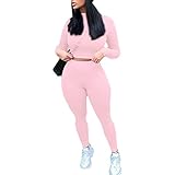 2-teiliges Damen-Trainingsanzug-Set, figurbetont, langärmelig, Pullover, Tops, Leggings, Hosen,...