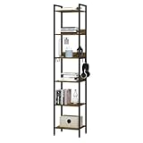 WOLTU Lagerregal mit 6 Ebenen, Küchenregal mit 4 Haken, Bücherregal im Industriestil, Standregal...