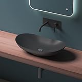 Mai & Mai Aufsatzwaschbecken Brüssel858 Waschschale Waschbecken in Schwarz matt aus Keramik inkl....