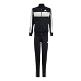 adidas Unisex Kids SEASONAL ESSENTIALS TIBERIO 3 STRIPES TRICOT TRACKSUIT, Black/White/Grey Two,...
