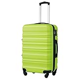 COOLIFE Hartschalen-Koffer Trolley Rollkoffer Reisekoffer mit TSA-Schloss und 4 Rollen (Grün,...