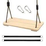 Baumschaukel-Set aus Holz für Kinder, Outdoor-Schaukelsitz mit verstellbarem Nylonseil und...