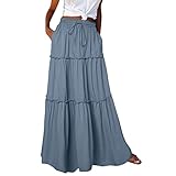 Röcke Für Damen Sommer, Faltenrock Damen Lang Rock Große Größen High Waist Sommerrock Damen...