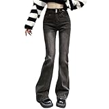 Generisch Schlaghose Damen Jeans - Flared Für Schlagjeans High Waist Low Bootcut Vintage Streetwear...