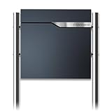 Metzler® Standbriefkasten mit Zeitungsfach und Edelstahl-Namensschild Anthrazit RAL 7016...