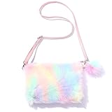 Tolenre Plüsch Handtaschen Kinder Regenbogen Plüsch Crossbody Schulter Mädchen Verstellbarer...