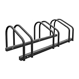 Relaxdays Fahrradständer, für 3 Fahrräder, Stahl Bodenparker, Reifenbreite 60mm, Abstellständer,...