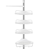 SONGMICS Duschregal höhenverstellbar, Eckregal fürs Badezimmer, Badregal, 95-300 cm, Boden bis...