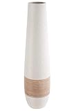 Gilde Deko große Vase XL Bodenvase aus Keramik - Deko Wohnzimmer - Farbe: Braun Creme Höhe 46 cm