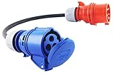 NWP Adapter CEE Kupplung 230V 16A auf CEE Stecker 400V 16A - 3x2,5mm² Gummischlauchleitung - IP44 -...