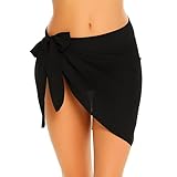 Pareo Damen Strand, Strandrock Damen Chiffon Schwarz – Bikini Rock Kurz, Strandtuch & Bikini Tuch...