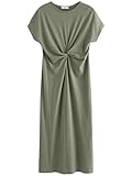 NEXT Damen Kurzärmliges T-Shirtkleid Sommerkleid mit Drehung Khaki Grün 38
