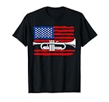 Lustige Trompete USA Flagge Marschband Trompetenspieler T-Shirt