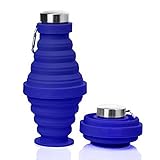 PoLYes Bedruckte wiederverwendbare Silikon-Trinkflasche Outdoor BPA-freie Sport-Faltbare...