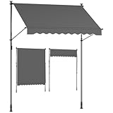 SONGMICS Klemmmarkise, Balkonmarkise, höhenverstellbar, mit Handkurbel, Sonnenschutz, für Balkon,...