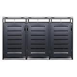 Mega Holz 3er Set Mülltonnenbox 192(B) x 80(T) x 117(H) cm für 240-Liter-Mülltonnen, Müllbox aus...