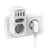 TESSAN Doppelstecker für USB C Steckdose, Mehrfachsteckdose mit 4 USB Netzstecker,...